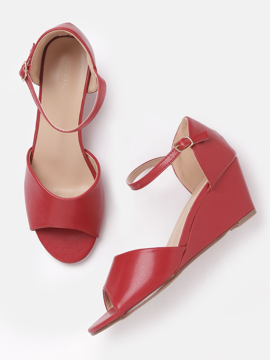 Allen Solly Women Burgundy Solid Wedge Heels Price in India