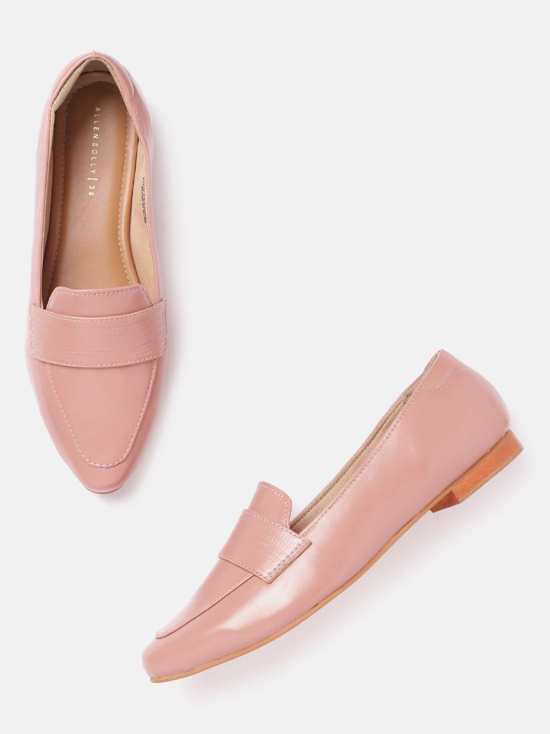 Allen Solly Women Peach-Coloured Snakeskin Textured Detail Loafers Price in India