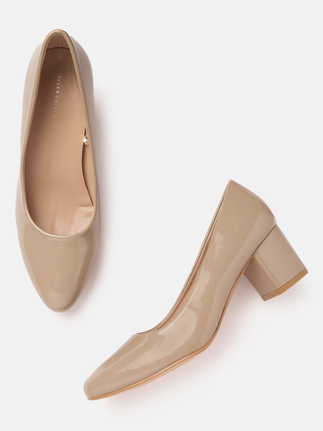 Allen Solly Women Beige Patent Finish Pumps Price in India