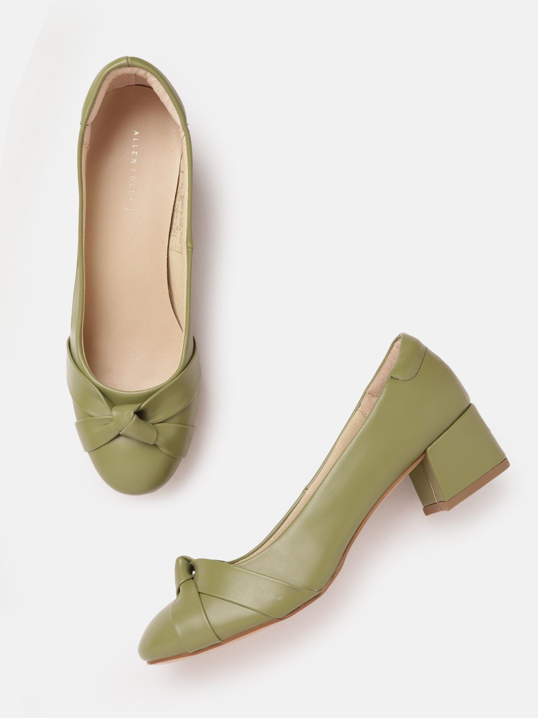 Allen Solly Women Olive Green Knot Detail Pumps Price in India