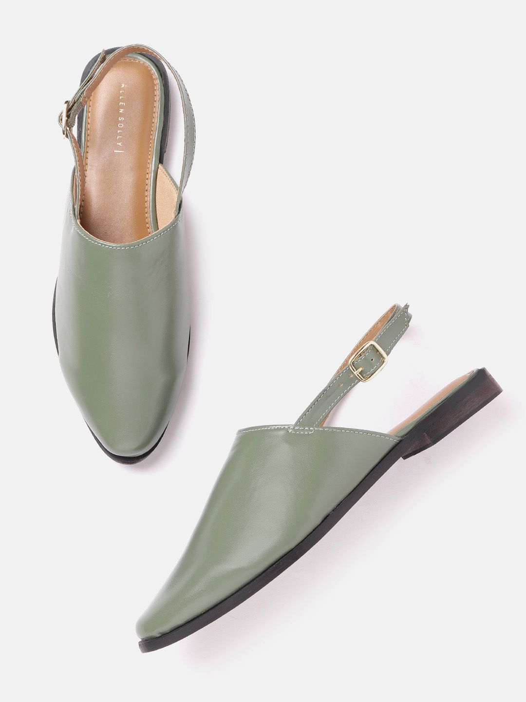 Allen Solly Women Green Solid Mules Price in India