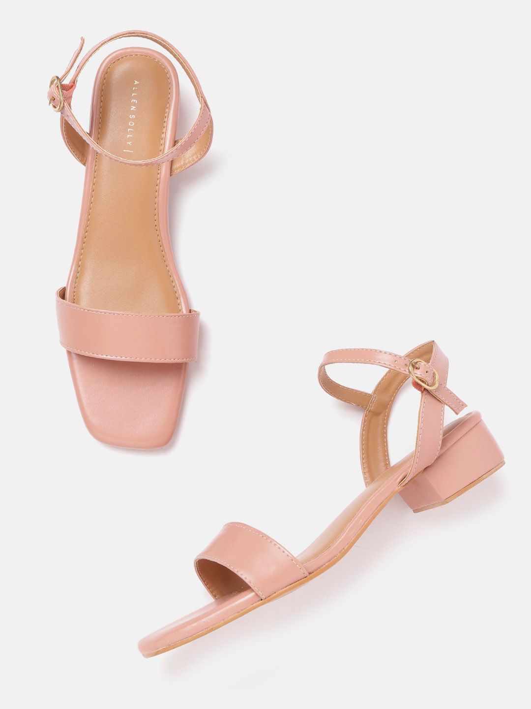 Allen Solly Women Peach-Coloured Solid Block Heels Price in India