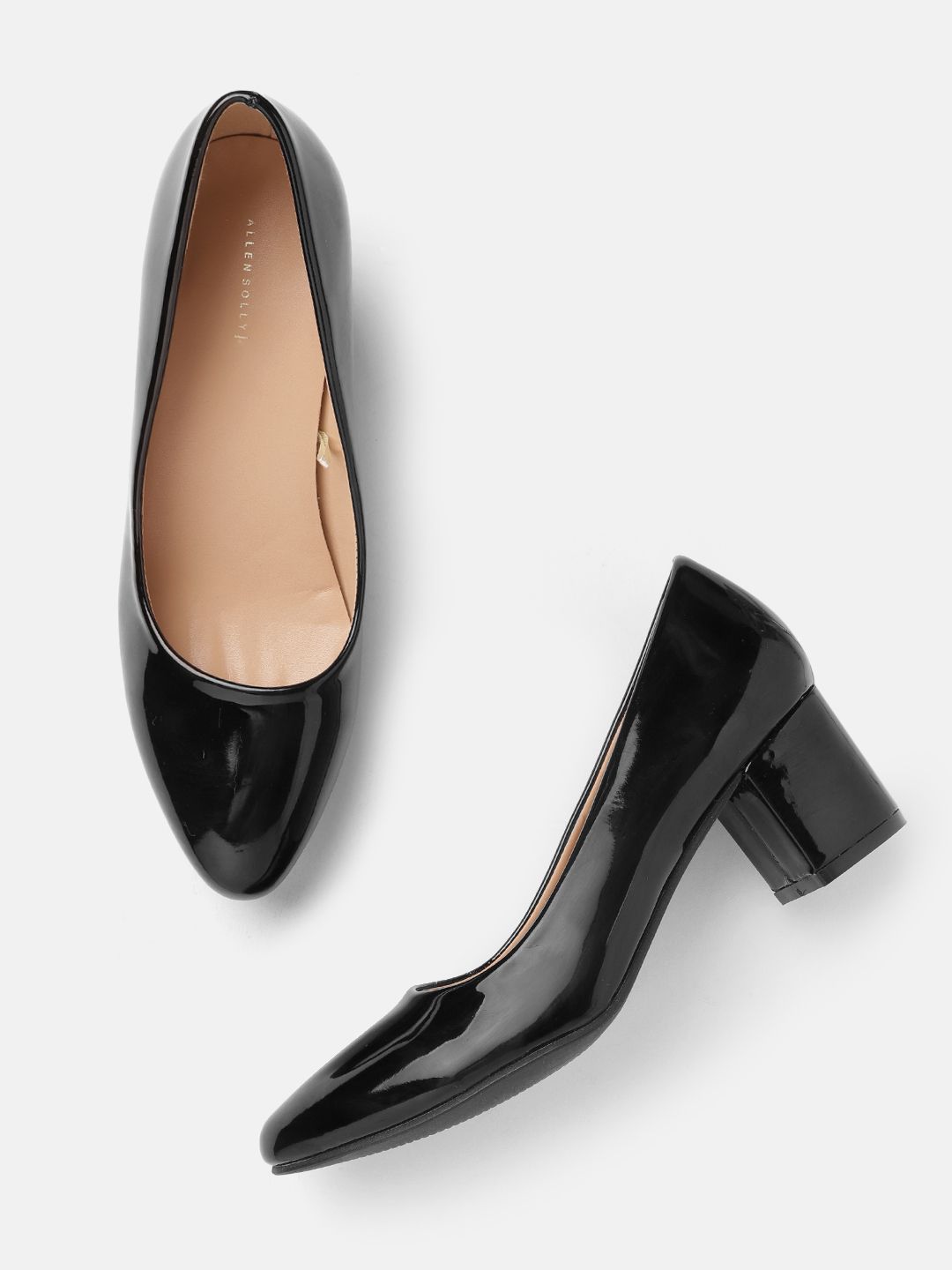 Allen Solly Women Black Patent Finish Pumps Price in India