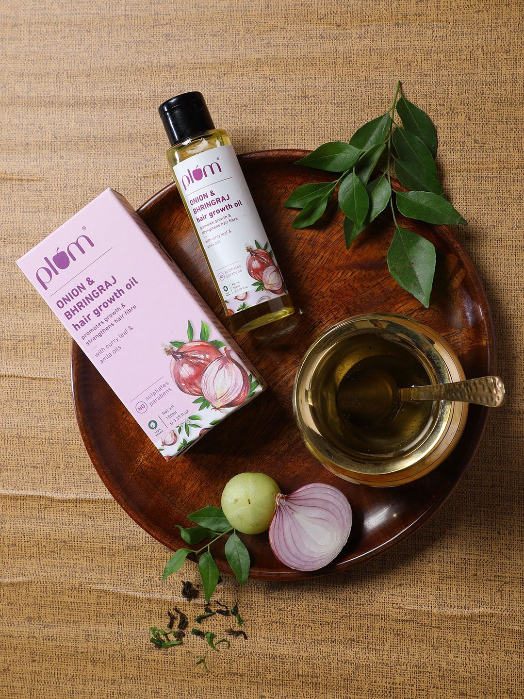 Plum Pink Onion and Bhringraj Hair Growth Oil with Curry Leaves and Amla Oil for all hair types-100 ml Price in India