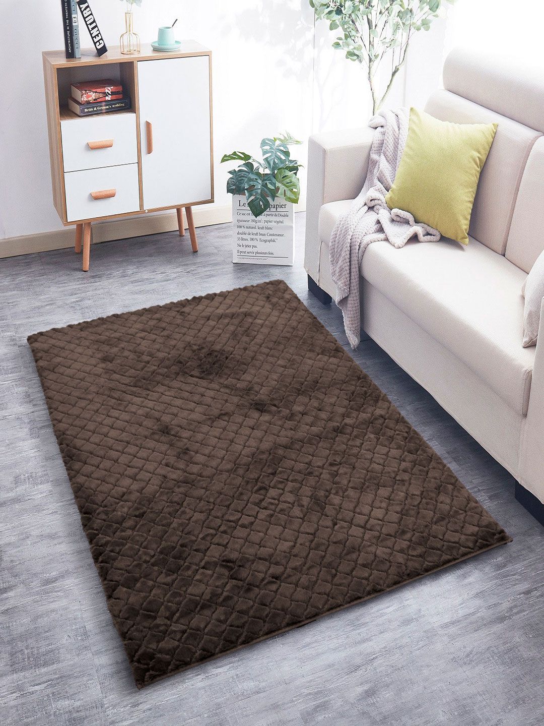 LUXEHOME INTERNATIONAL Coffee Brown Solid Carpets Price in India
