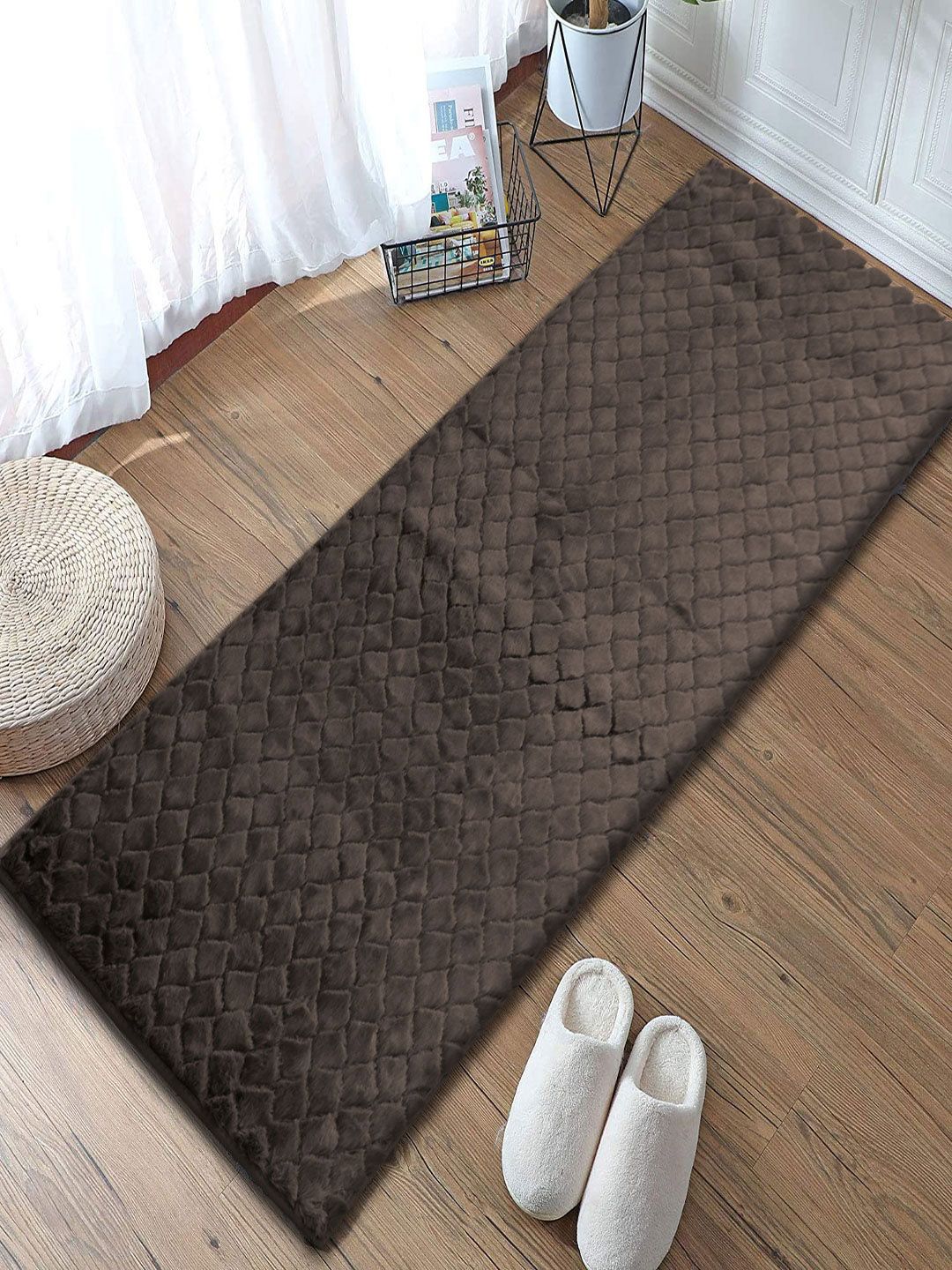 LUXEHOME INTERNATIONAL Coffee Brown Solid Floor Runner Price in India