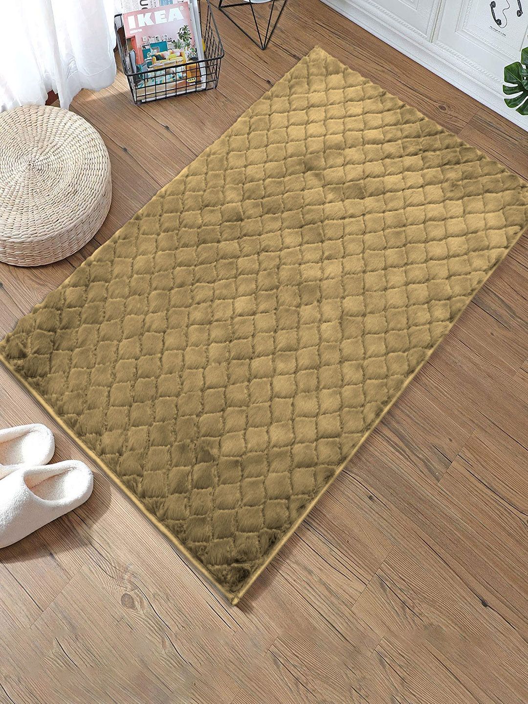 LUXEHOME INTERNATIONAL Gold Textured Anti-Skid Doormats Price in India