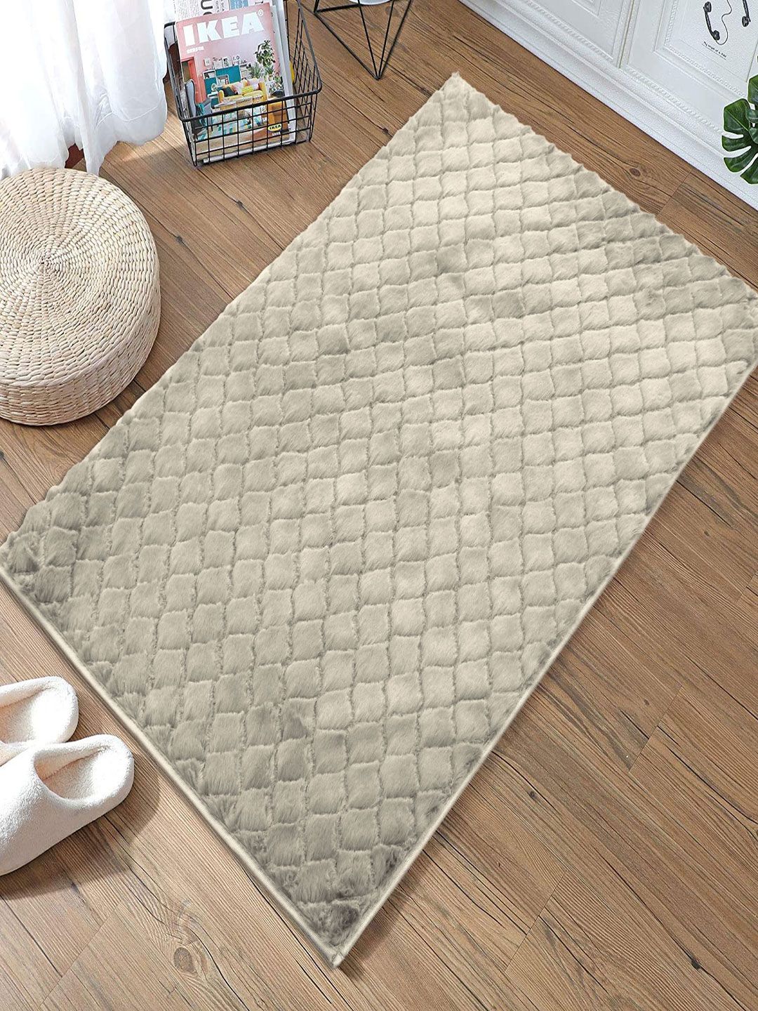 LUXEHOME INTERNATIONAL Beige Checked Doormat Price in India