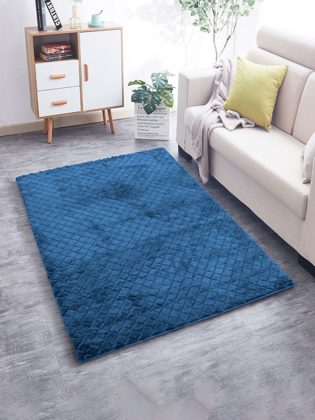 LUXEHOME INTERNATIONAL  Blue  Solid Austria Carpets Price in India