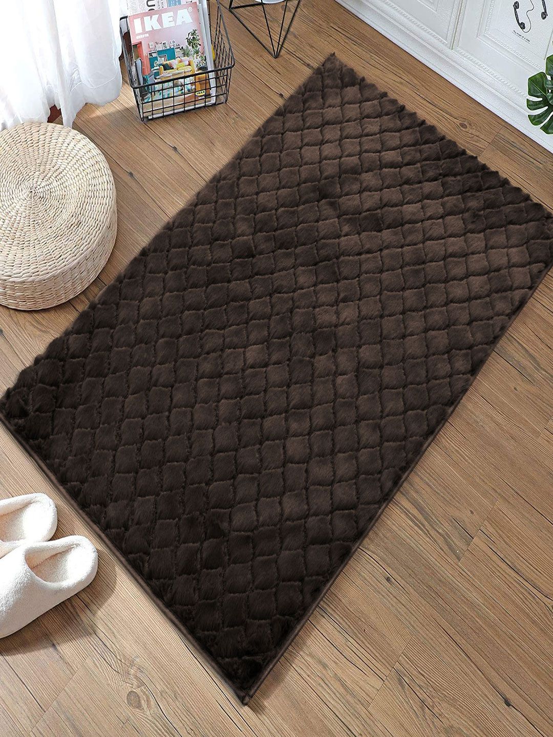 LUXEHOME INTERNATIONAL Brown Rectangular Anti-Skid Doormats Price in India
