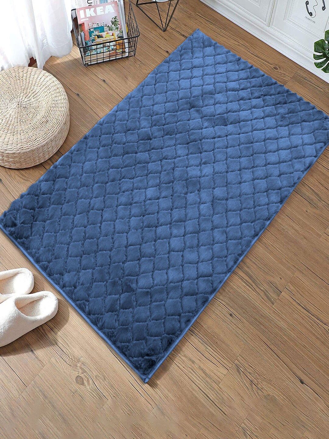 LUXEHOME INTERNATIONAL Blue Solid Anti-Skid Doormats Price in India