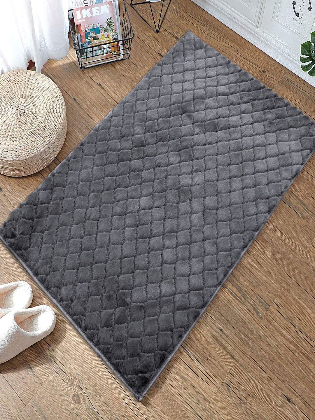 LUXEHOME INTERNATIONAL Grey Textured Doormats Price in India