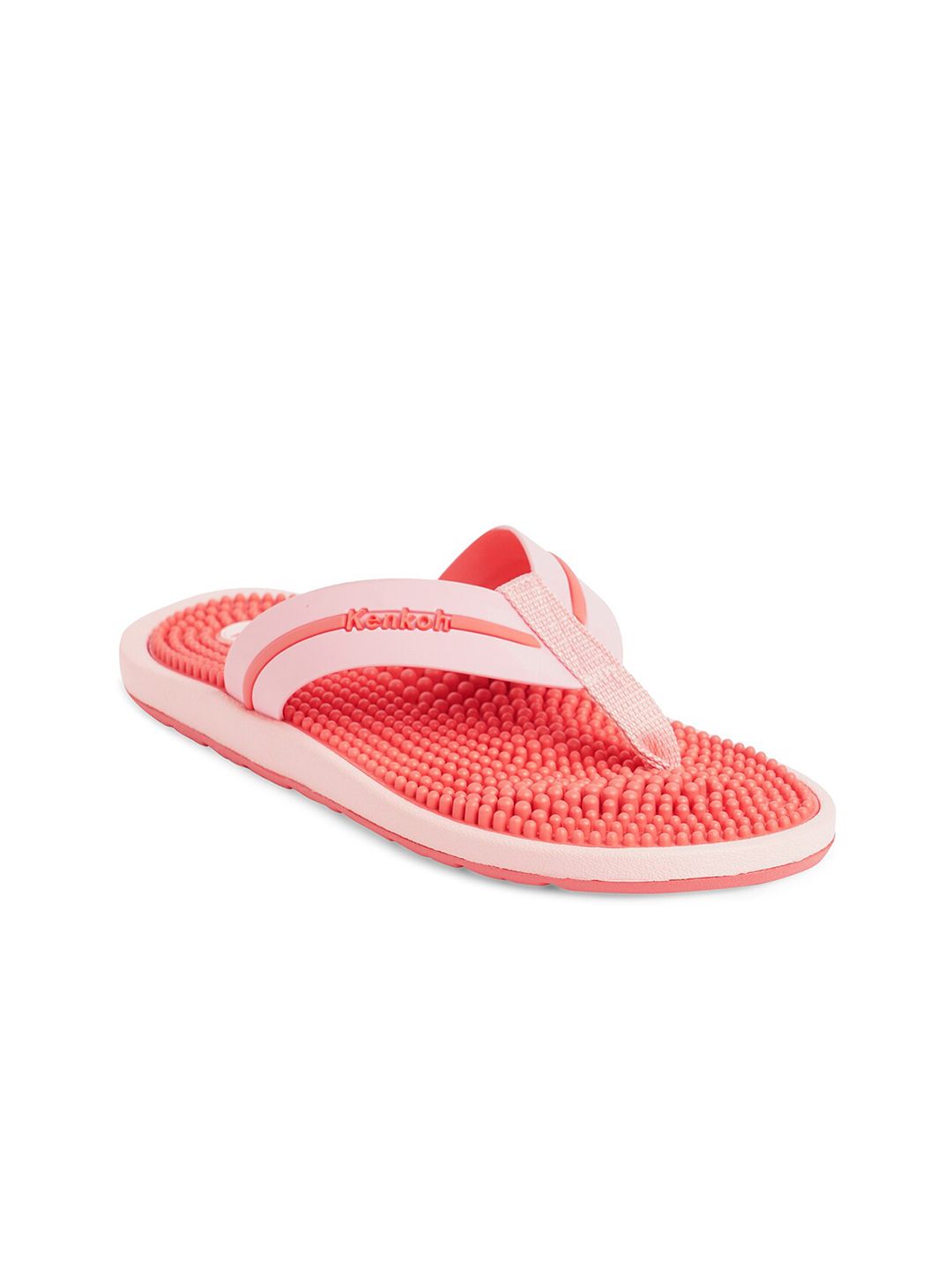 Kenkoh Women Pink Colourblocked Rubber Thong Flip-Flops Price in India