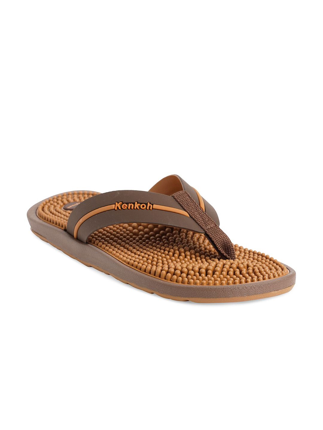 Kenkoh Unisex Brown & Tan Colourblocked Rubber Thong Flip-Flops Price in India