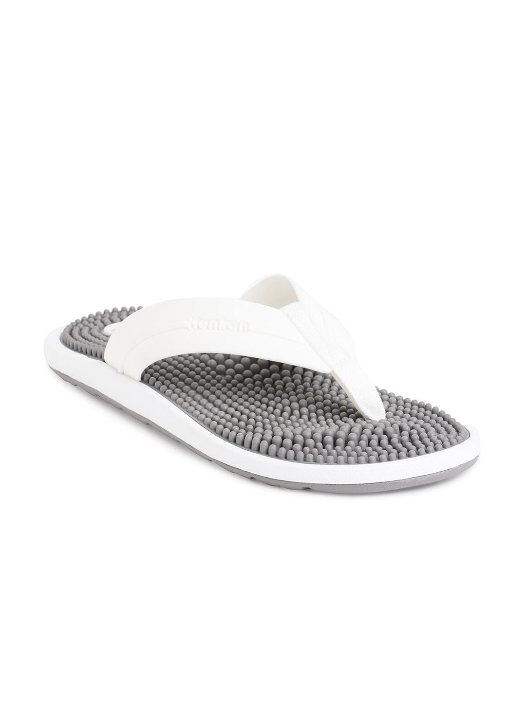 Kenkoh Unisex Grey & White Colourblocked Rubber Thong Flip-Flops Price in India