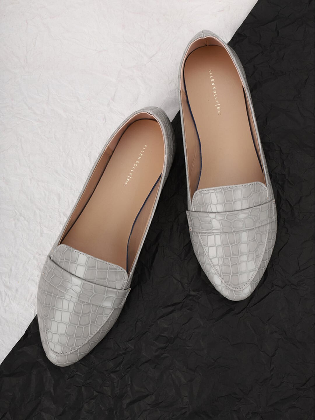 Allen Solly Woman Women Grey Printed PU Loafers Price in India