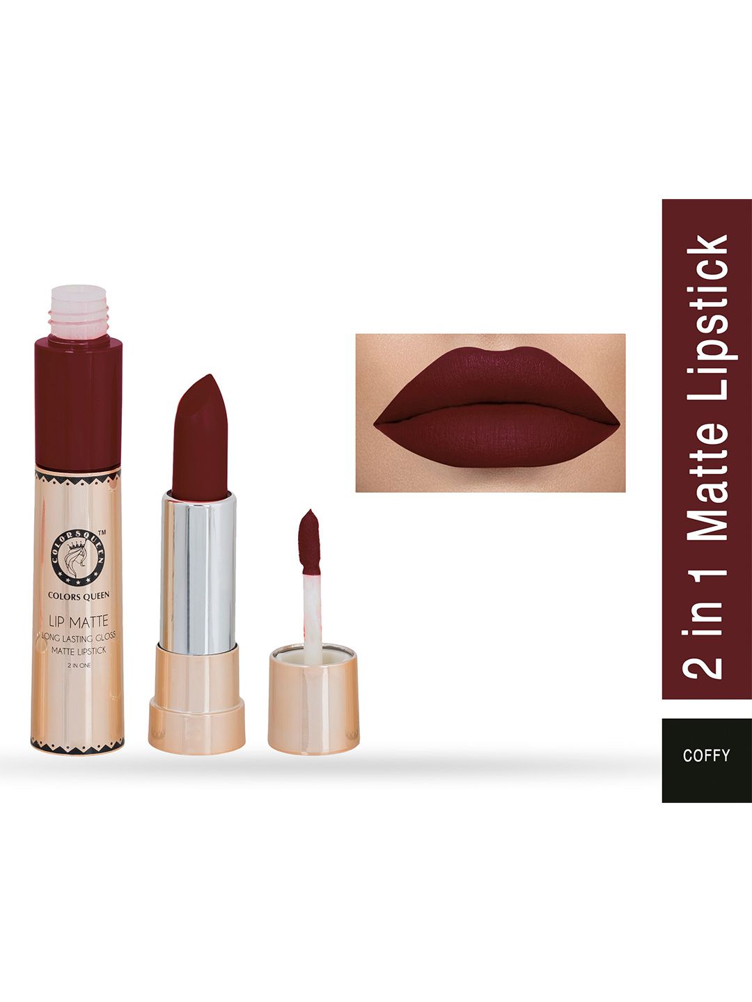 Colors Queen Long Lasting 2 in 1 Matte Lipstick 8 g - Coffy