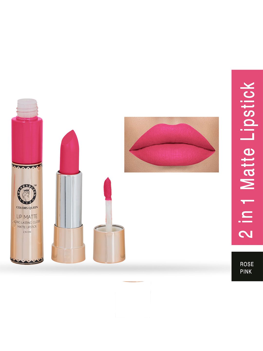 Colors Queen 2-in-1 Lip Matte Long-Lasting Lipstick 8g - Rose Pink