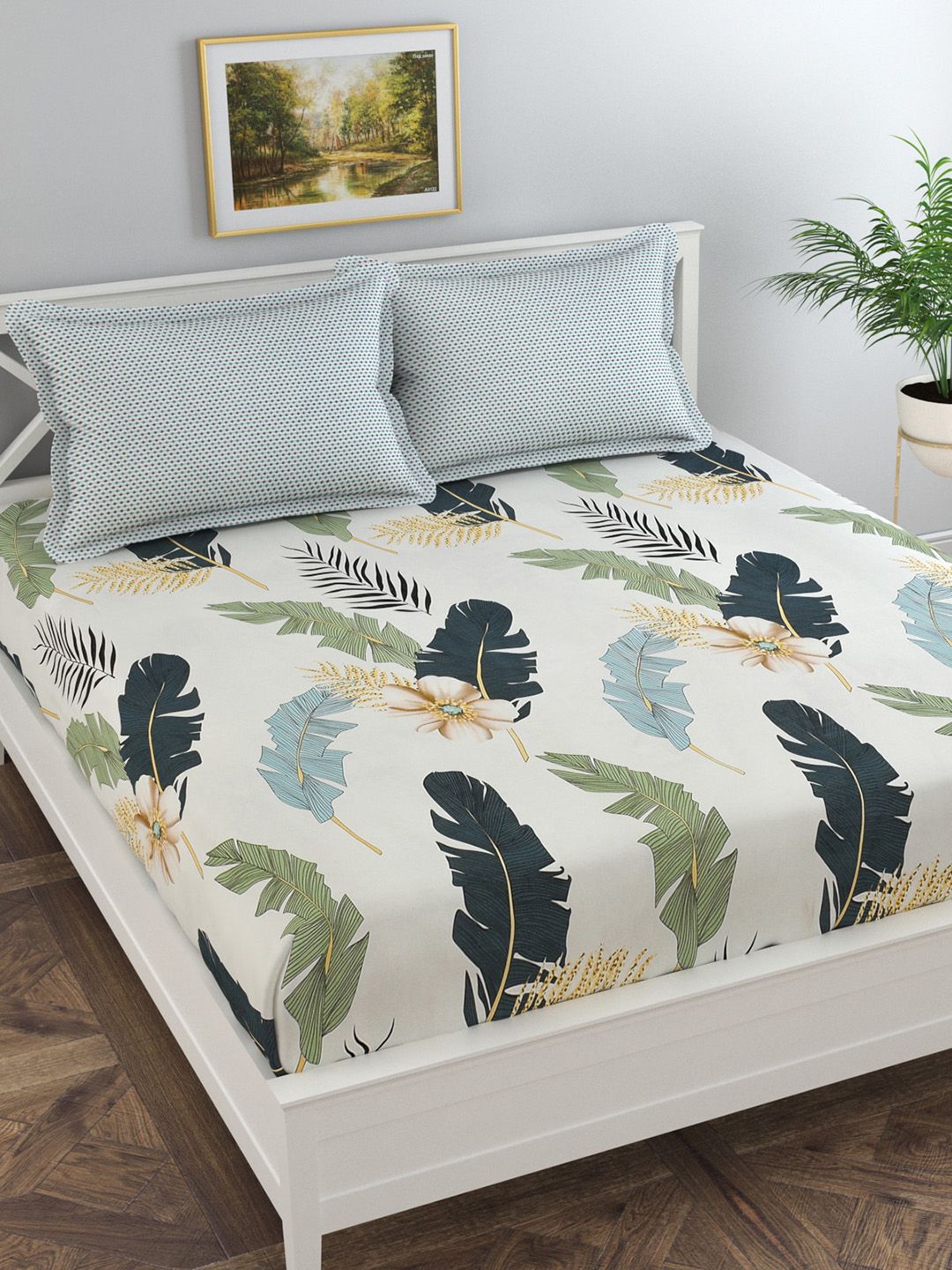 Florida Unisex Off White Bedsheets Price in India