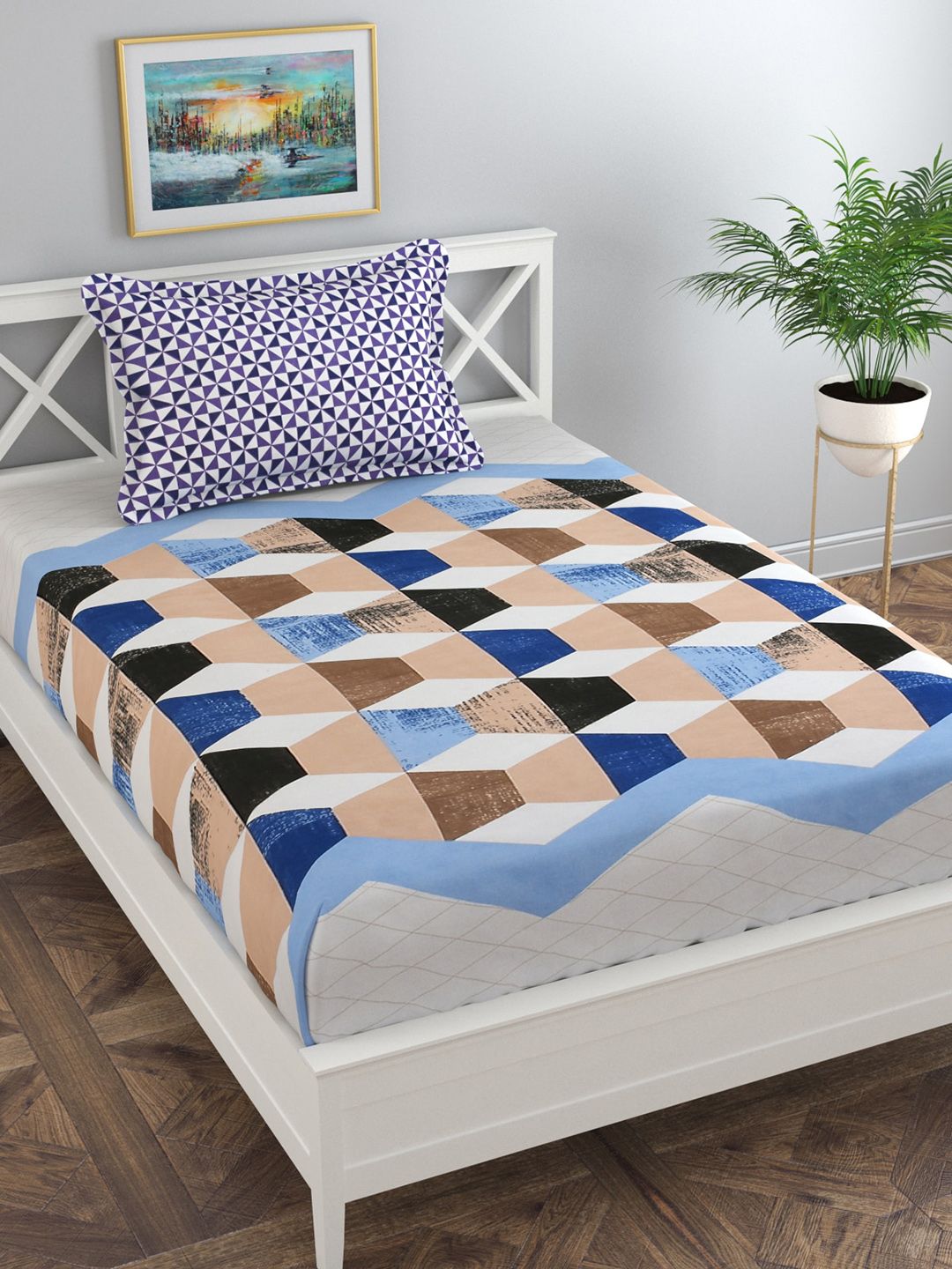 Florida Unisex Blue Bedsheets Price in India