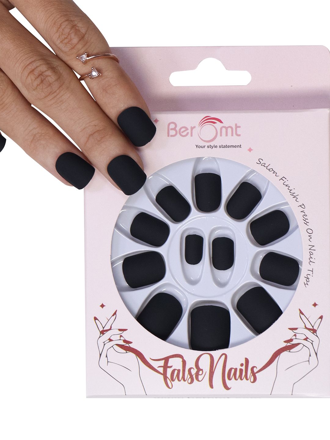 BEROMT 12 Pcs Long-Lasting Reusable Lightweight Salon Finish Press on Nail Tips-408