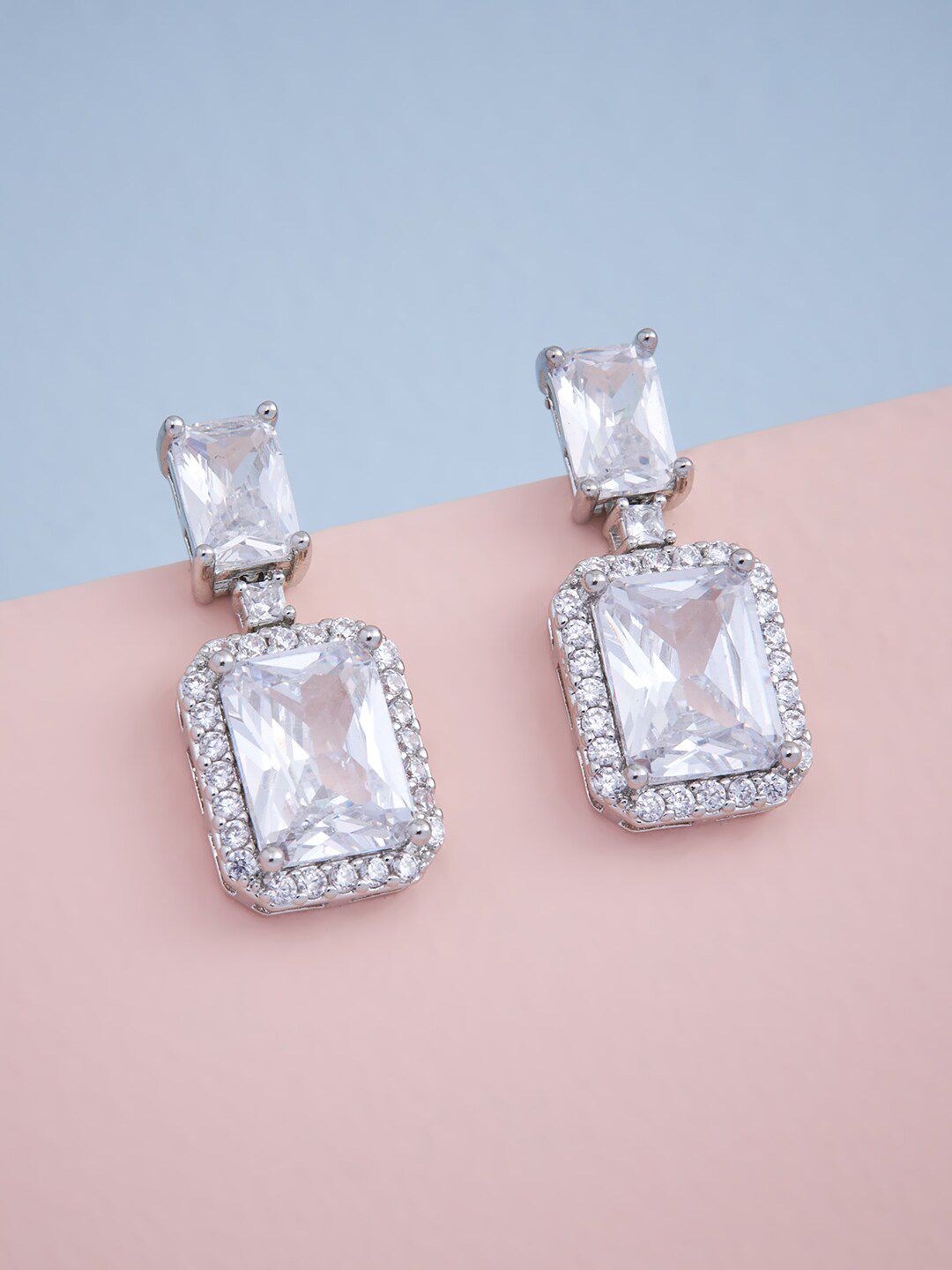 Kushal's Fashion Jewellery White Square Drop Earrings Price in India