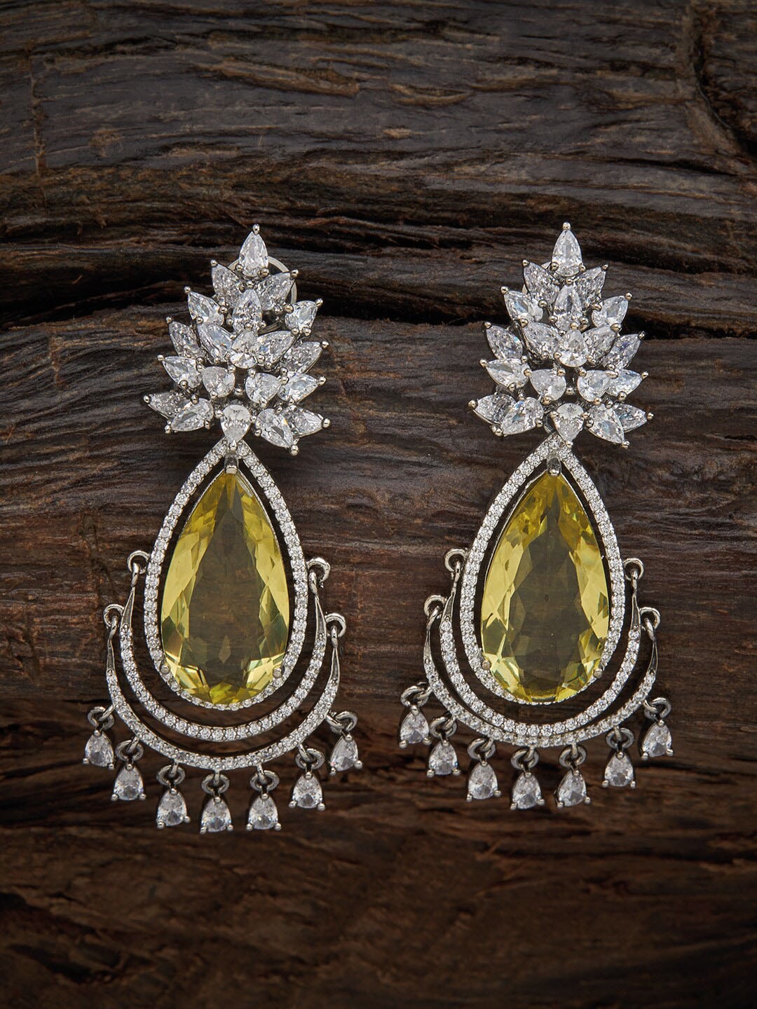 Kushal's Fashion Jewellery Yellow Teardrop Shaped Studs Earrings Price in India