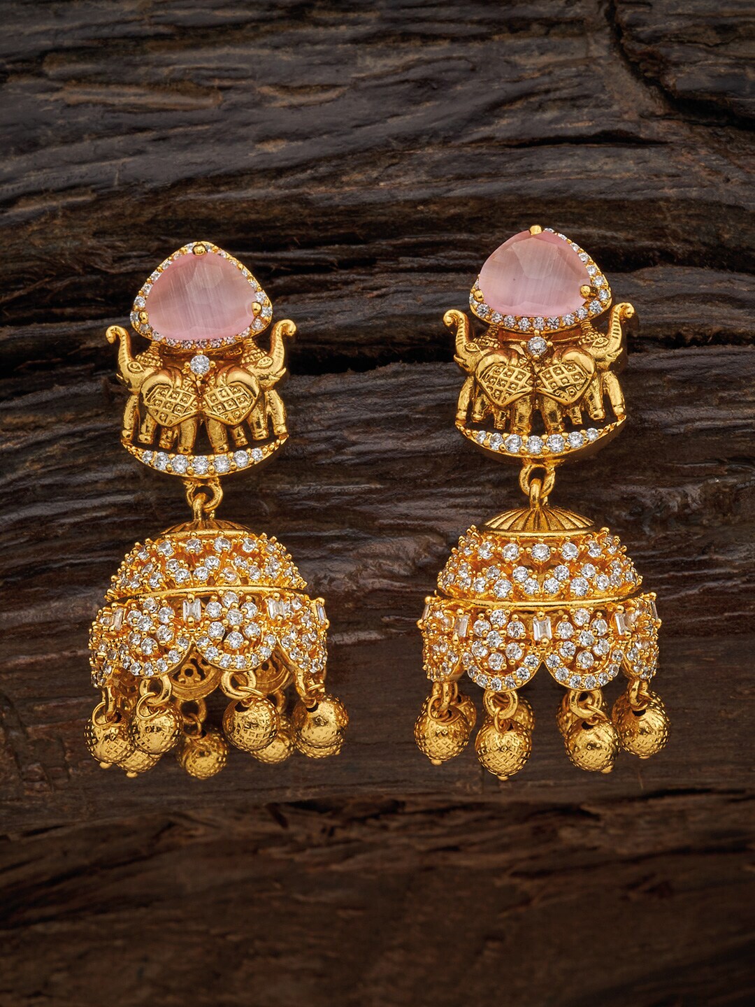 Kushal's Fashion Jewellery Pink Dome Shaped Jhumkas Earrings Price in India