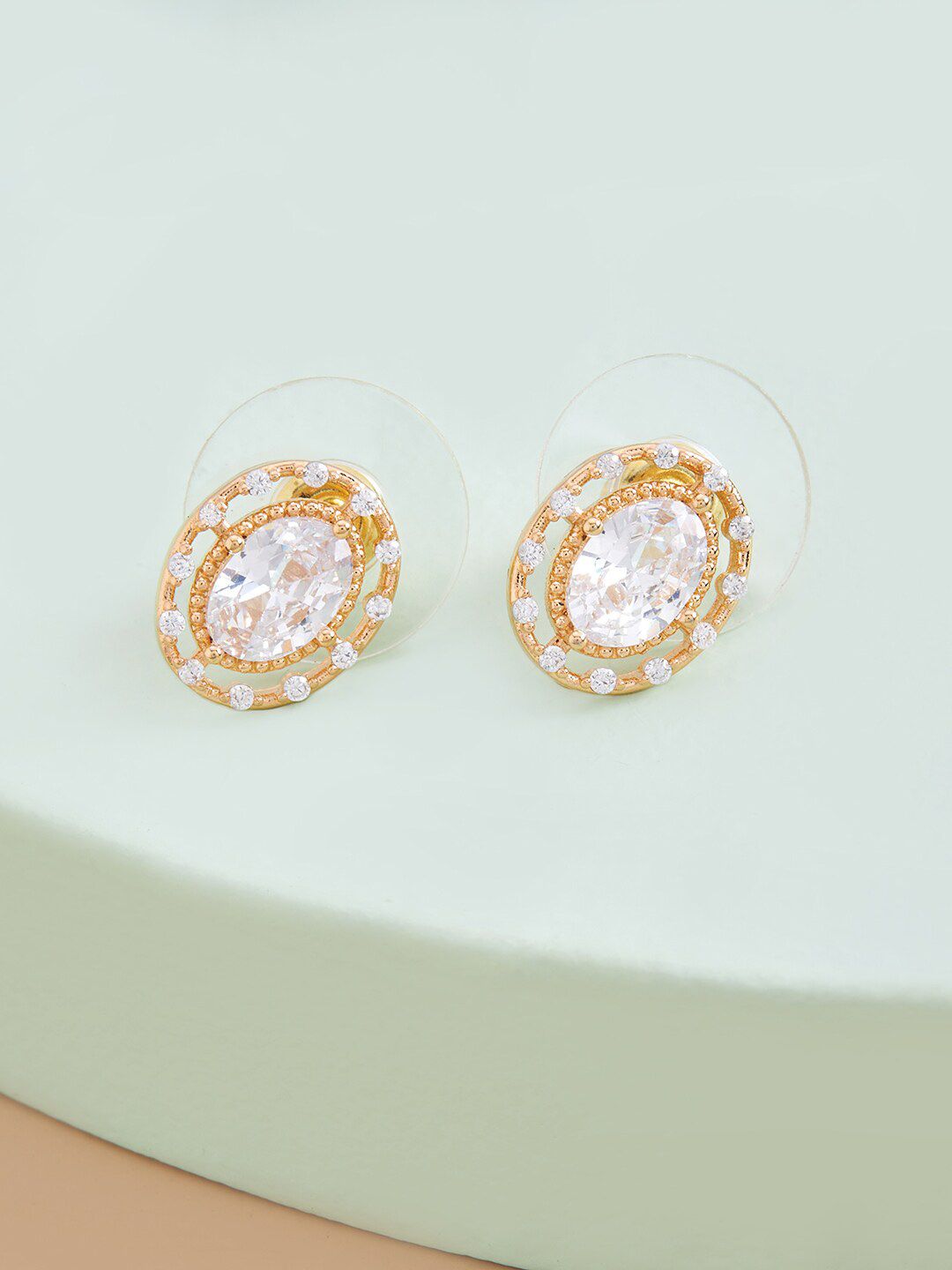 Kushal's Fashion Jewellery White Oval Studs Earrings Price in India