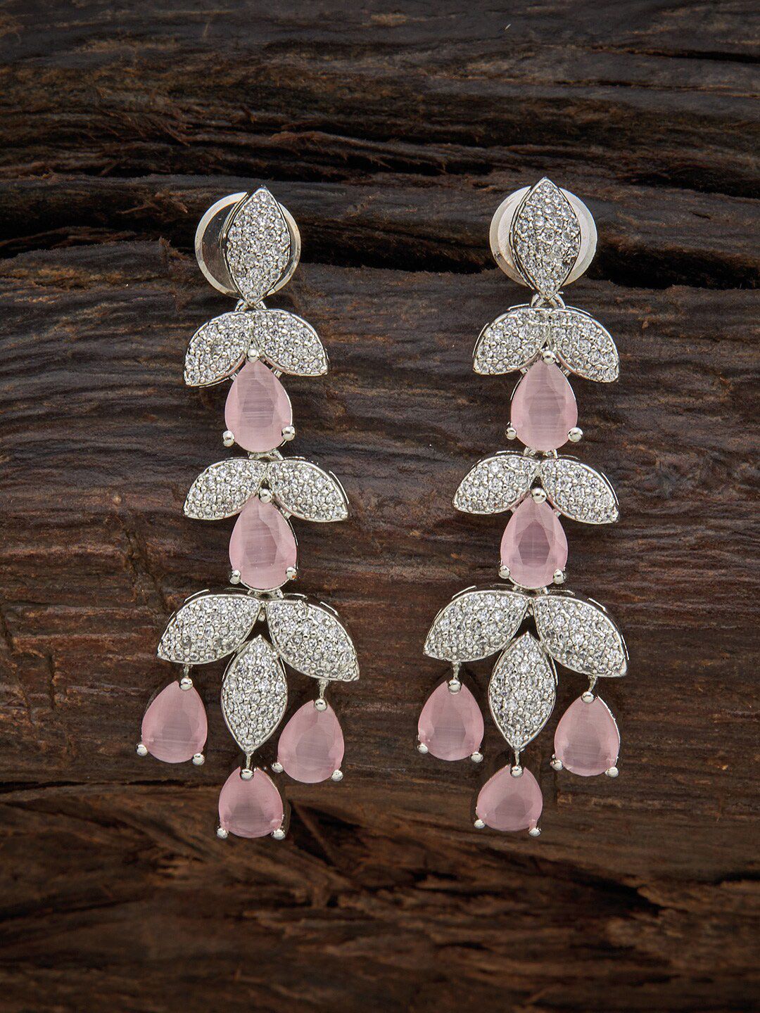 Kushal's Fashion Jewellery Pink Leaf Shaped Ear Cuff Earrings Price in India