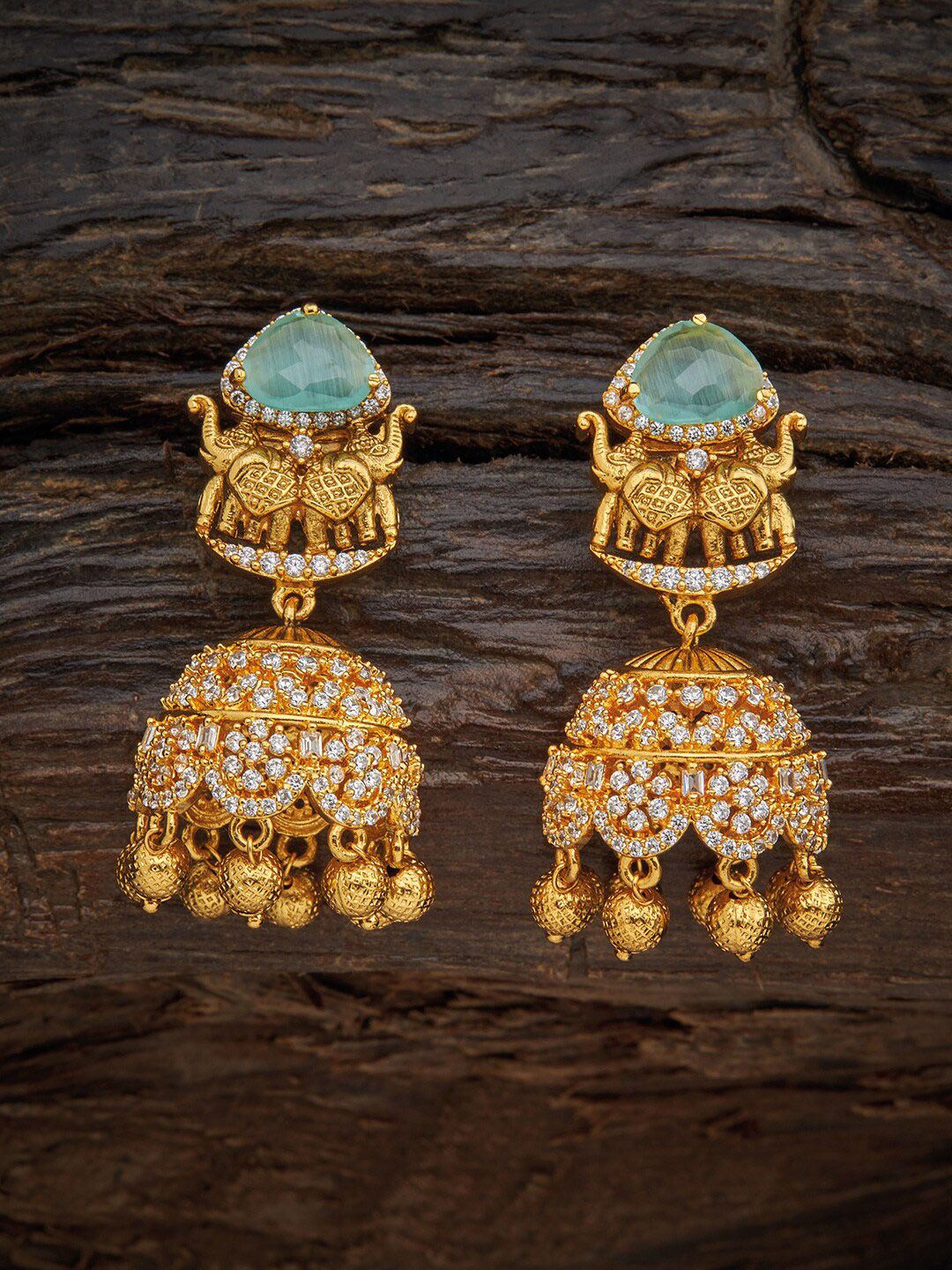 Kushal's Fashion Jewellery Sea Green Dome Shaped Jhumkas Earrings Price in India