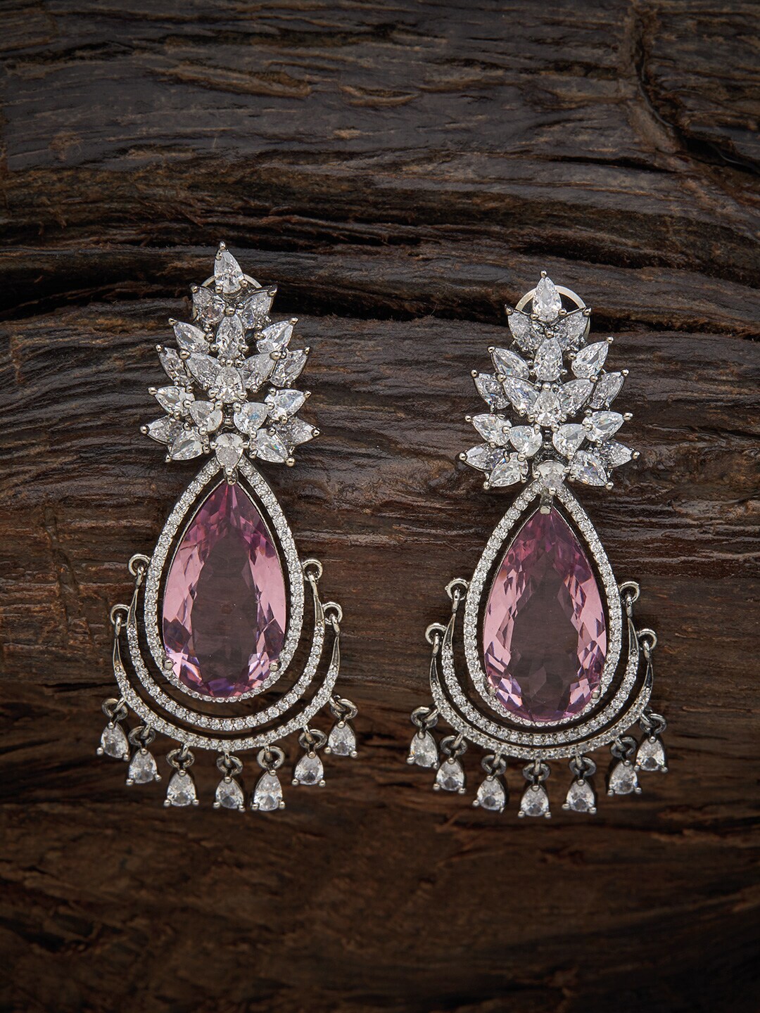 Kushal's Fashion Jewellery Lavender Teardrop Shaped Ear Cuff Earrings Price in India