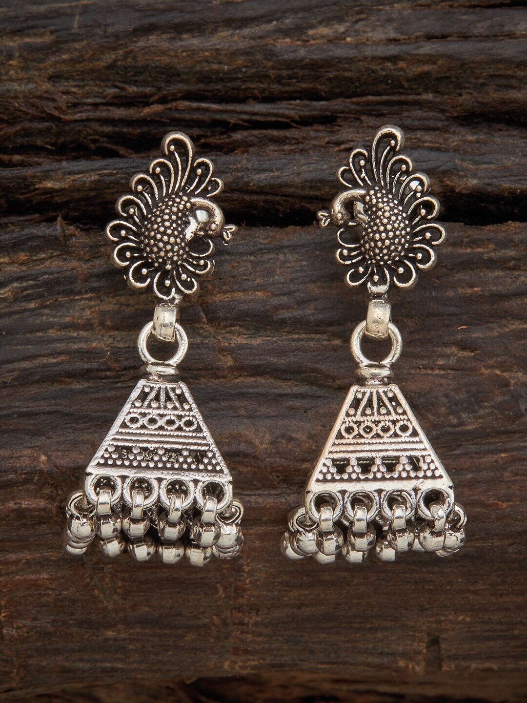 Kushal's Fashion Jewellery Peacock Shaped Jhumkas Earrings Price in India