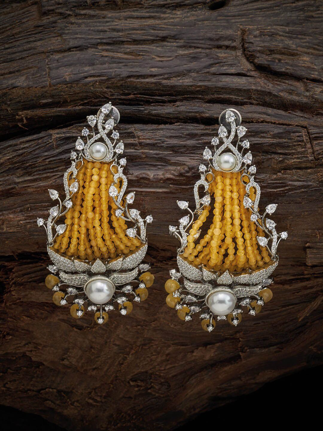 Kushal's Fashion Jewellery Yellow Floral Drop Earrings Price in India