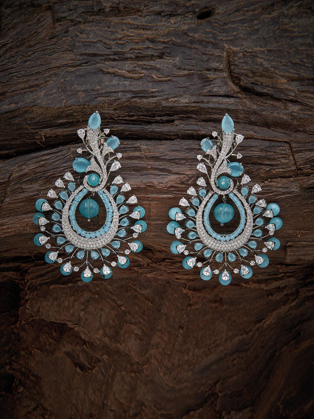 Kushal's Fashion Jewellery Sea Green Floral Drop Earrings Price in India