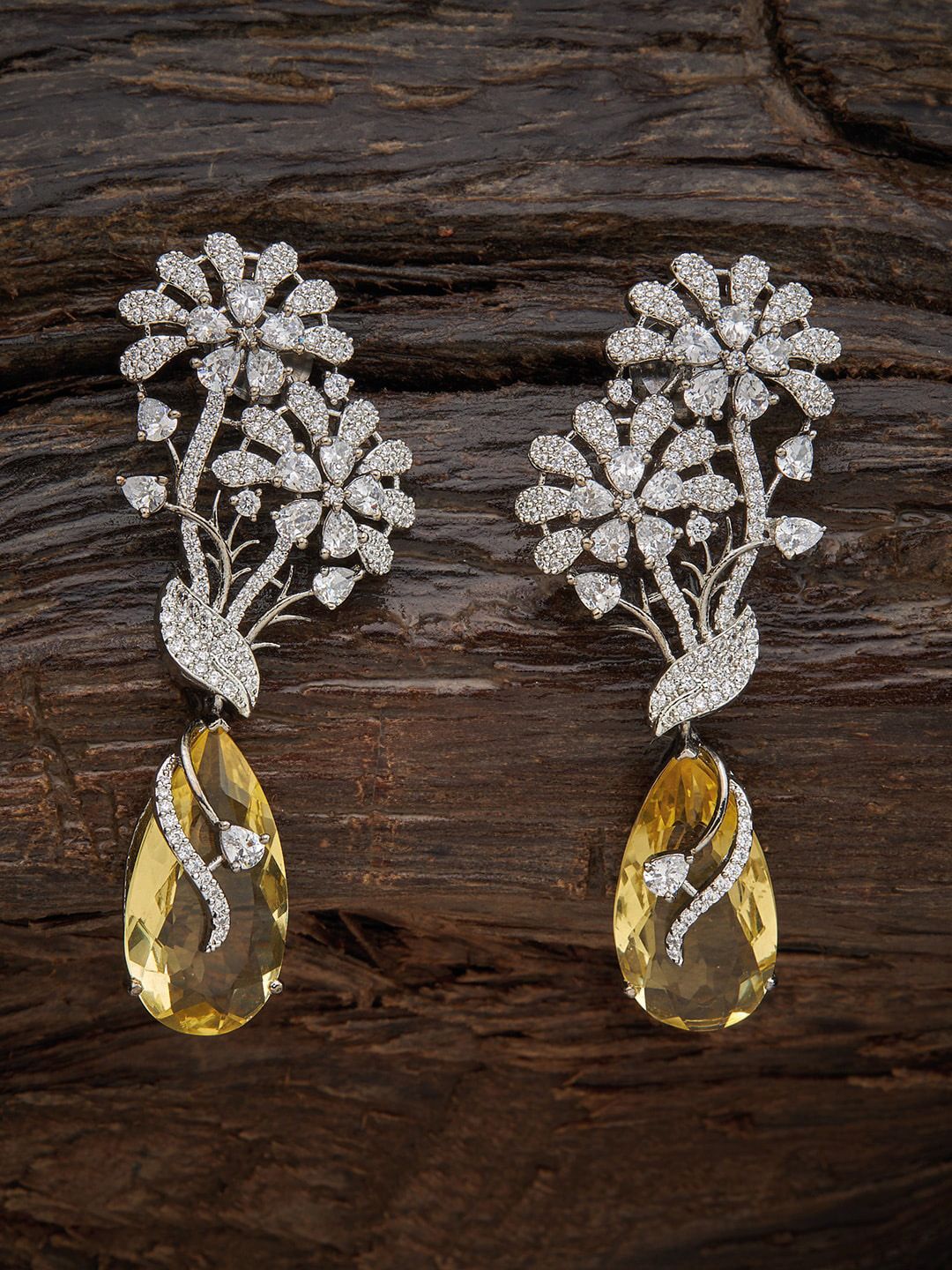 Kushal's Fashion Jewellery Yellow Floral Drop Earrings Price in India