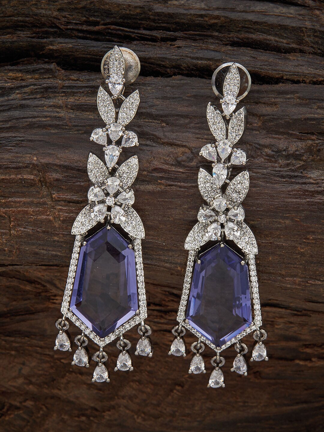 Kushal's Fashion Jewellery Purple Floral Drop Earrings Price in India