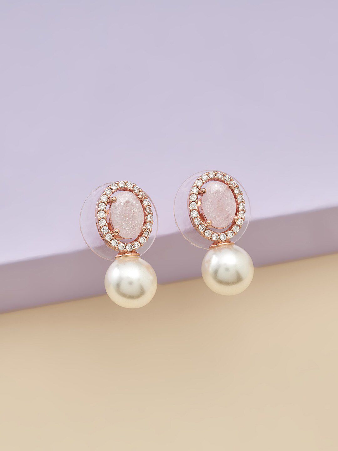Kushal's Fashion Jewellery Pink Spherical Studs Earrings Price in India