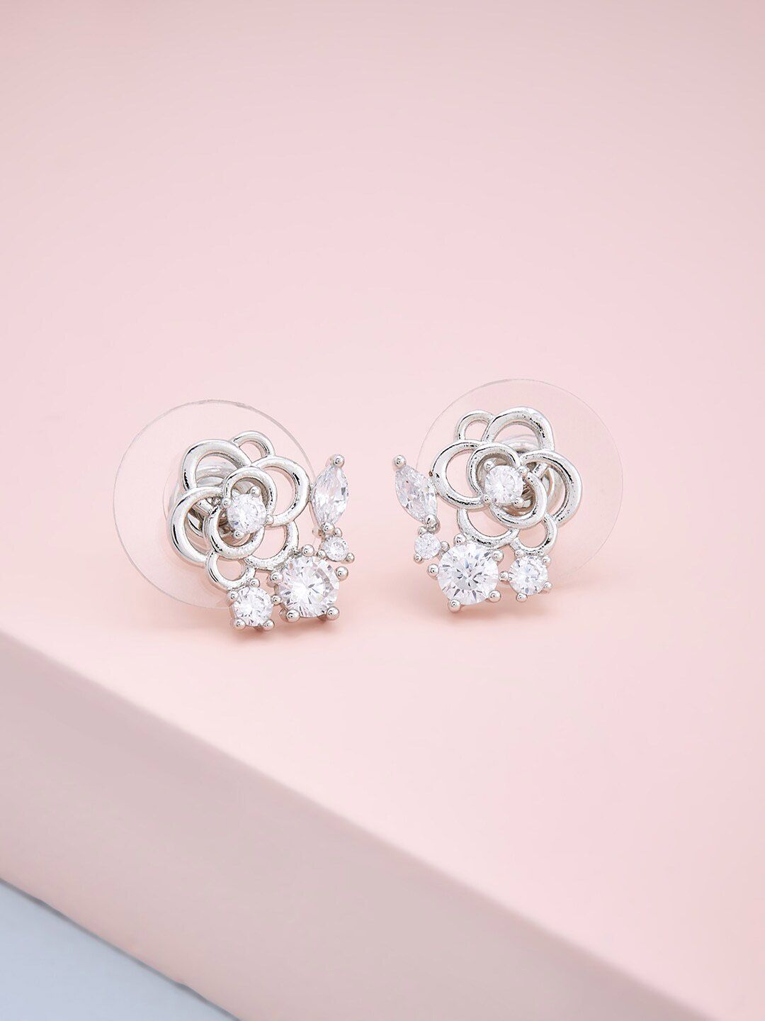 Kushal's Fashion Jewellery White Contemporary Studs Earrings Price in India