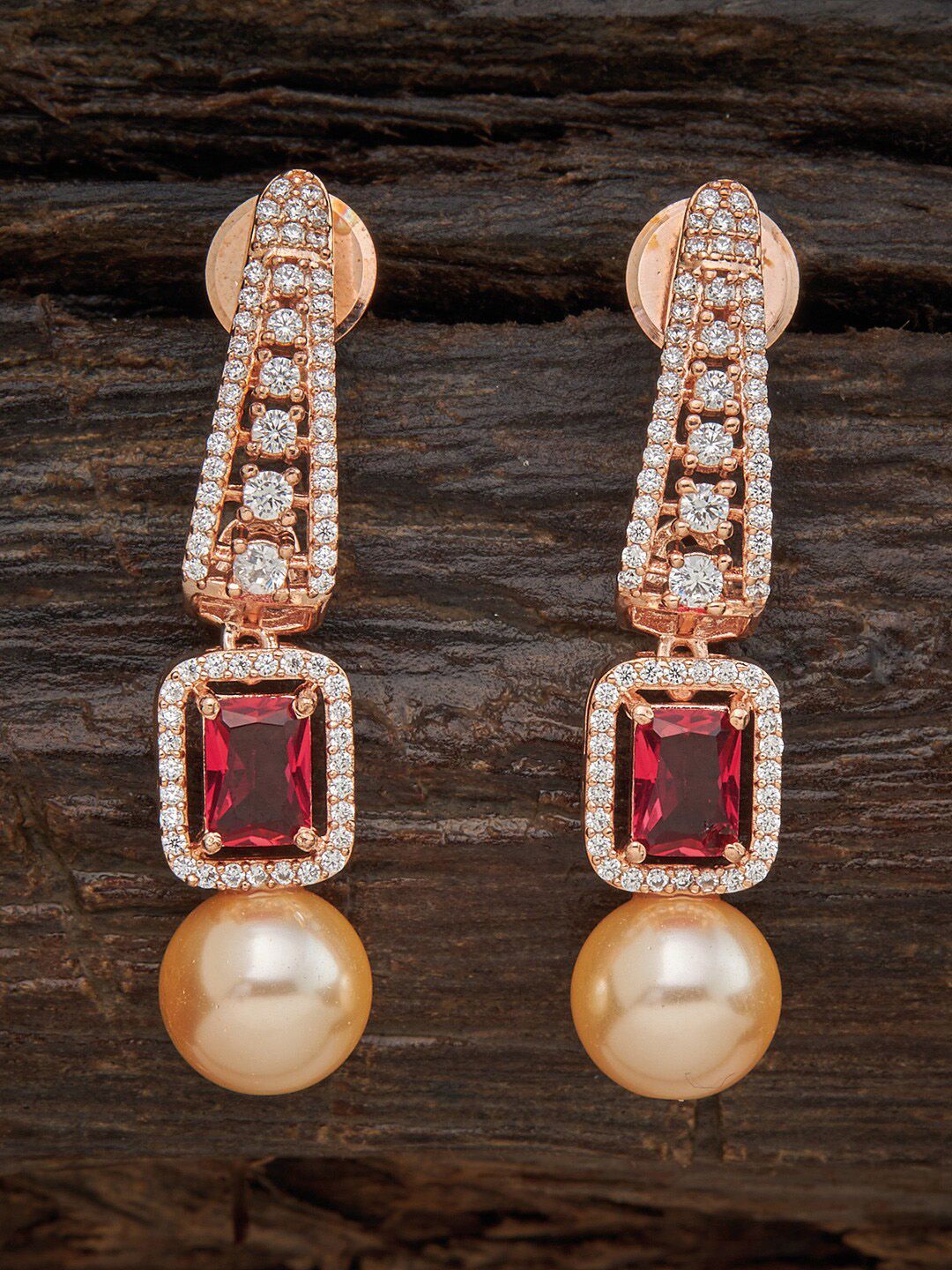 Kushal's Fashion Jewellery Red Contemporary Studs Earrings Price in India