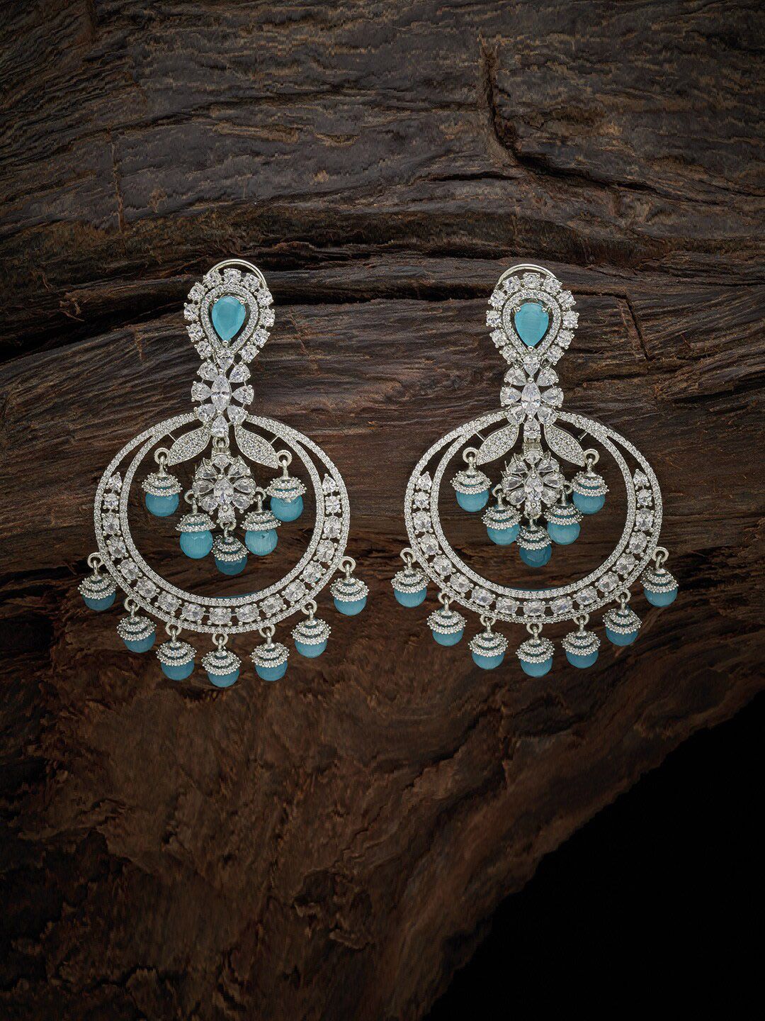 Kushal's Fashion Jewellery Sea Green Crescent Shaped Chandbalis Earrings Price in India
