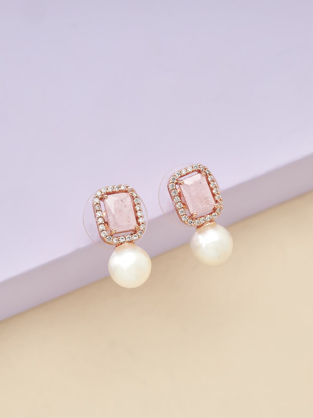 Kushal's Fashion Jewellery Pink Spherical Studs Earrings Price in India