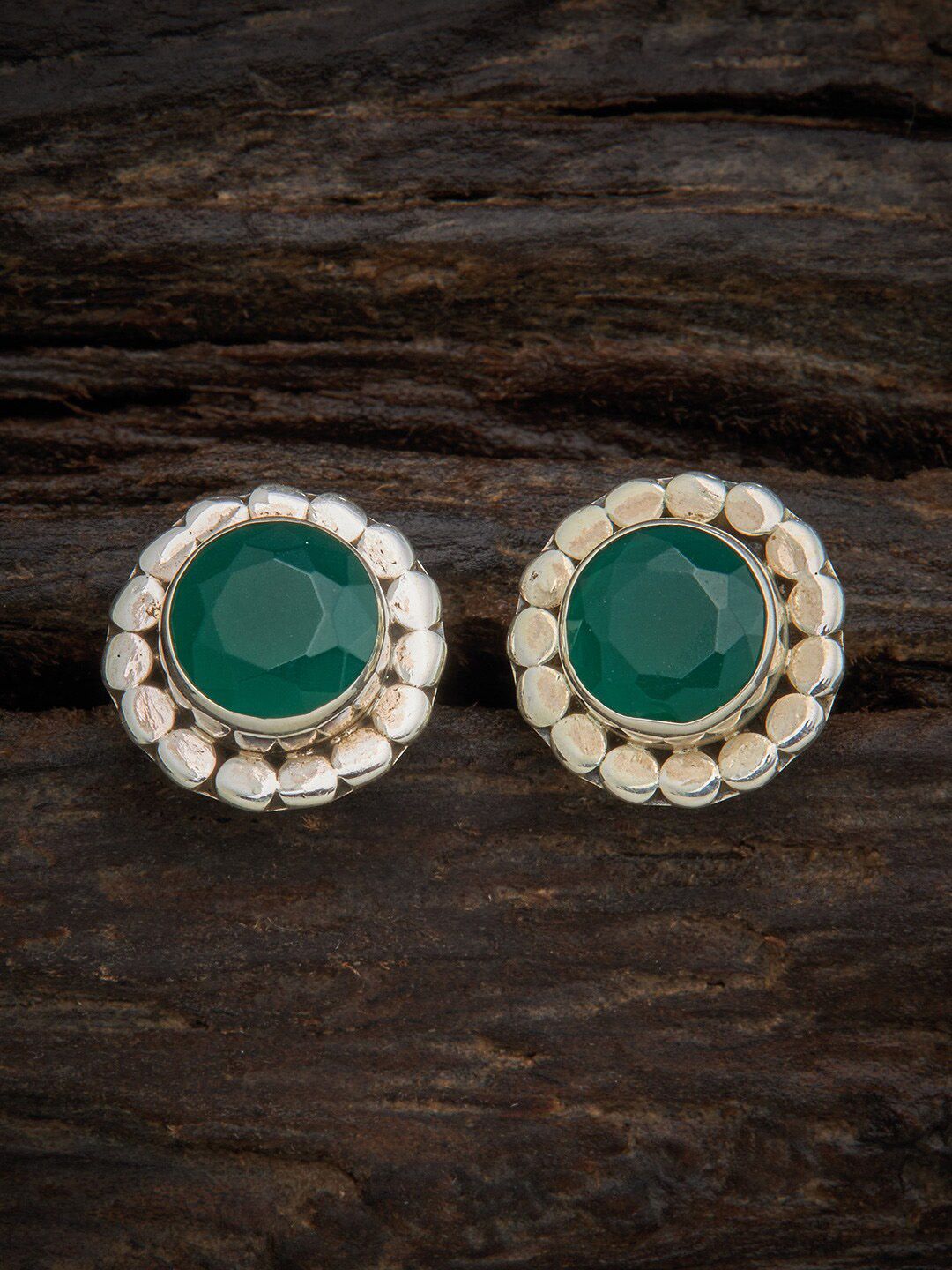 Kushal's Fashion Jewellery Green Circular Studs Earrings Price in India