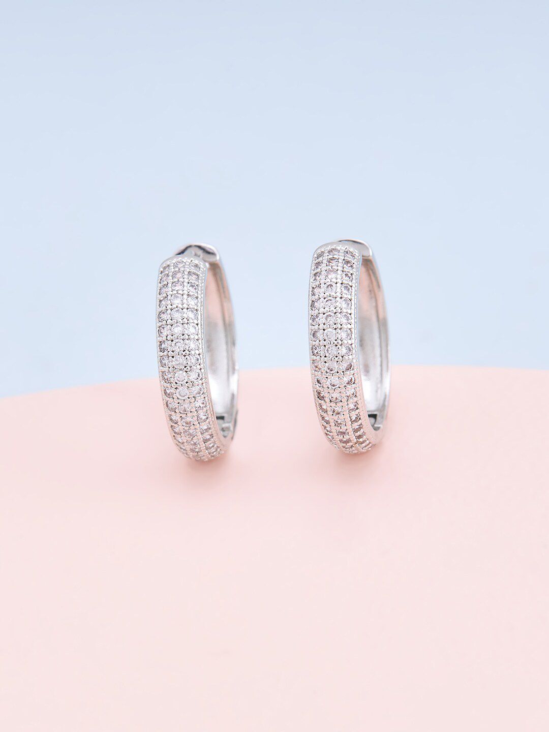 Kushal's Fashion Jewellery White Circular Hoop Earrings Price in India