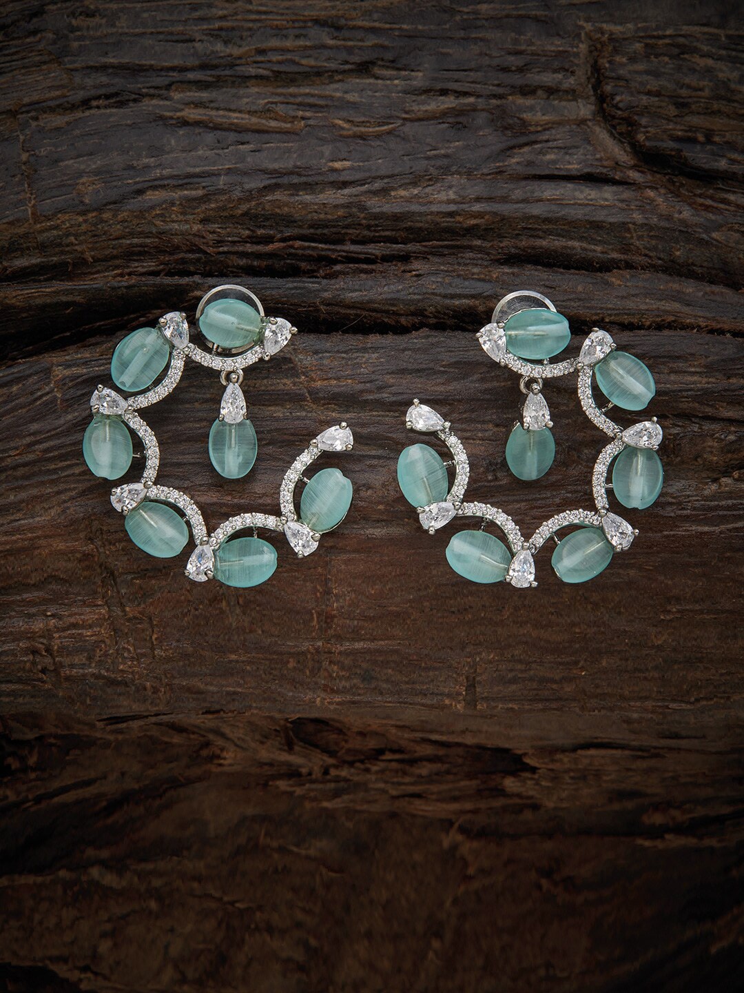 Kushal's Fashion Jewellery Sea Green Circular Studs Earrings Price in India