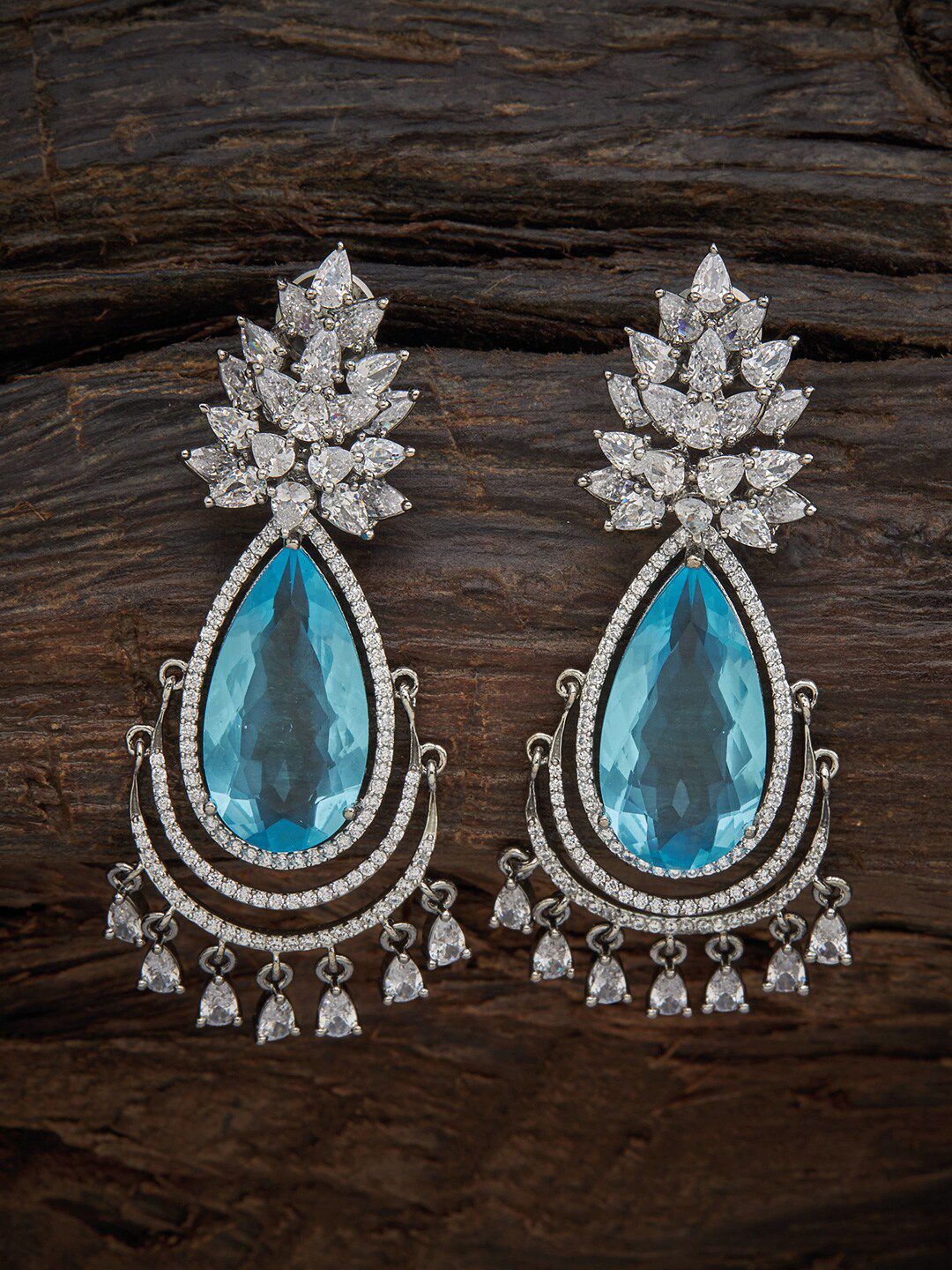Kushal's Fashion Jewellery Sea Green Teardrop Shaped Drop Earrings Price in India