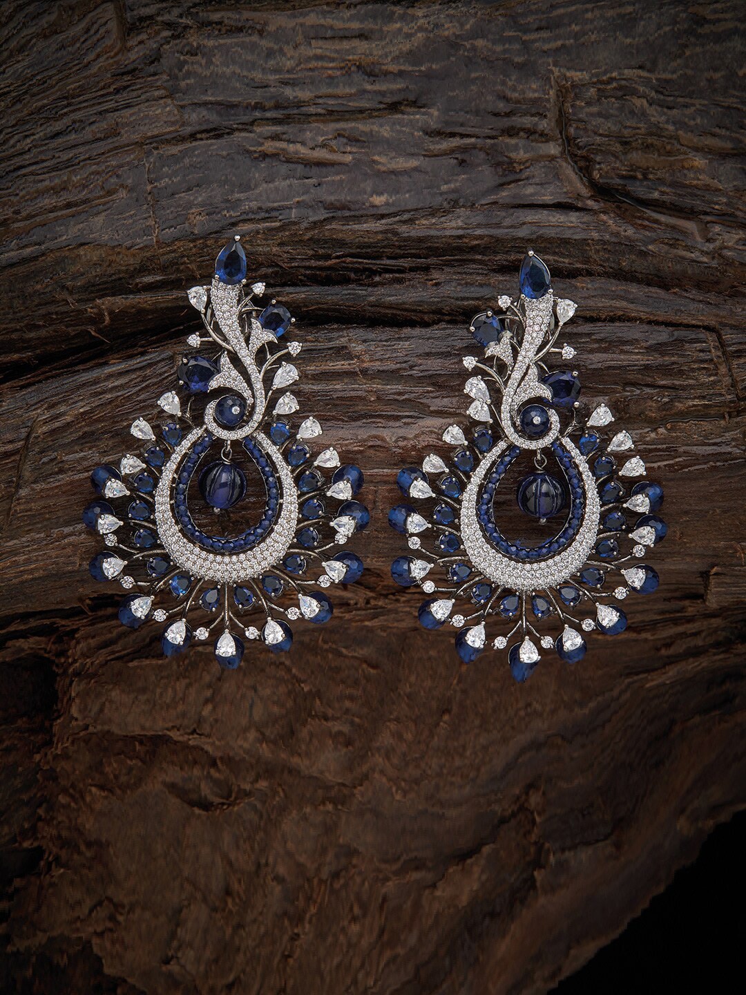 Kushal's Fashion Jewellery Blue Floral Studs Earrings Price in India