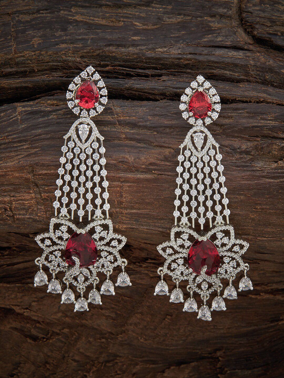 Kushal's Fashion Jewellery Red Floral Ear Cuff Earrings Price in India