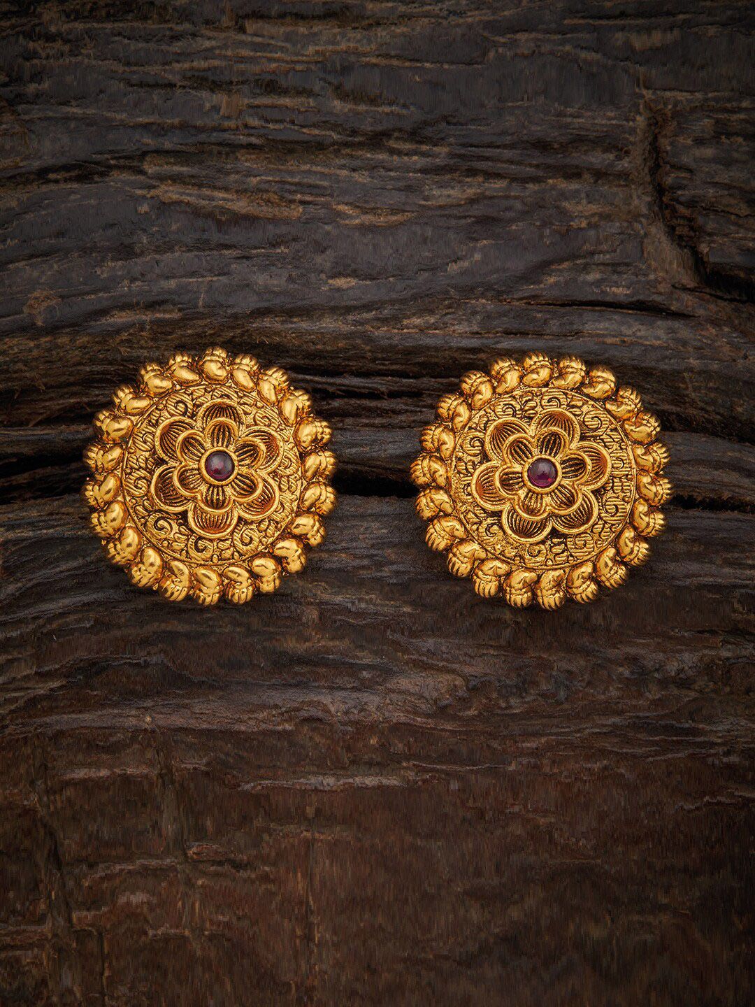 Kushal's Fashion Jewellery Red Circular Studs Earrings Price in India