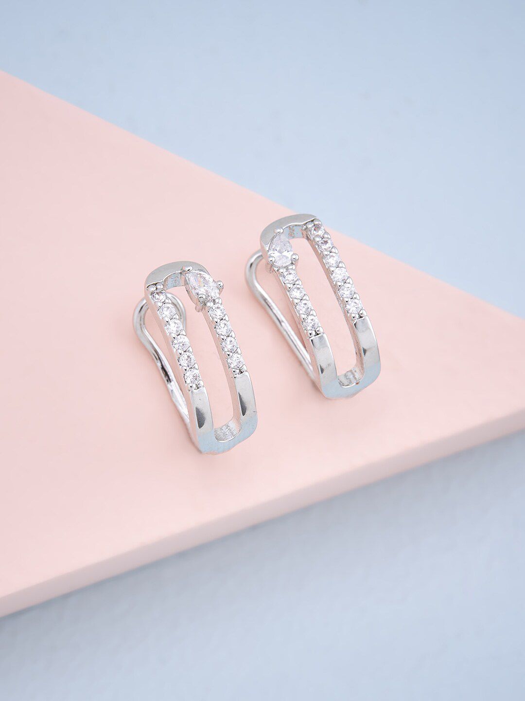 Kushal's Fashion Jewellery White Contemporary Hoop Earrings Price in India